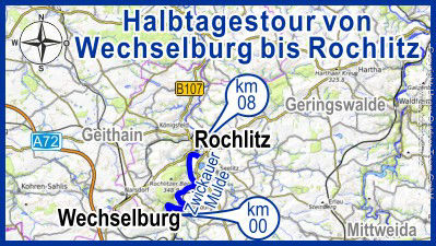 Wasserwandern Bootsvermietung Strecke E von Wechselburg bis Rochlitz - 8 km auf der Zwickauer Mulde
