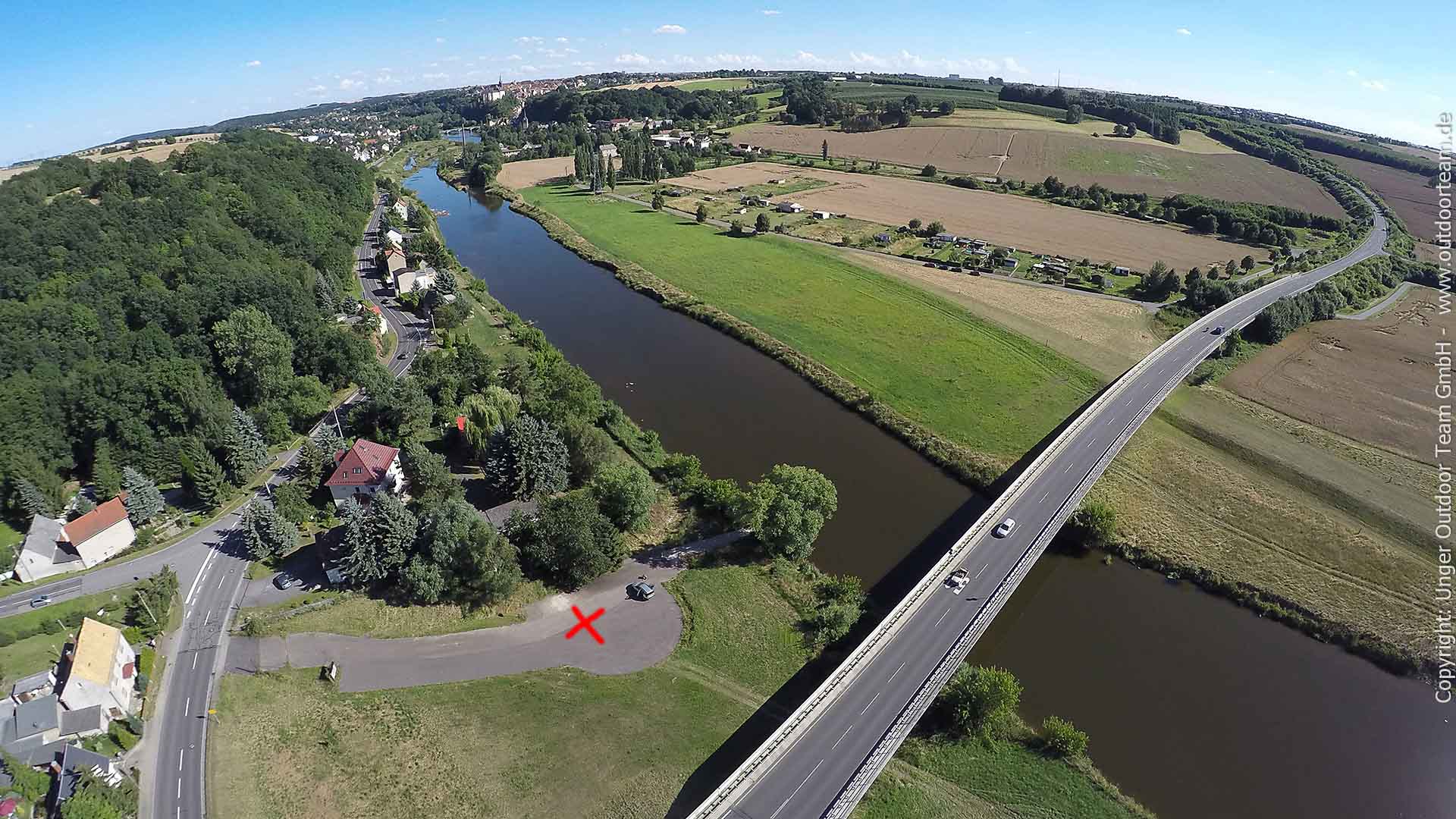 Paddelstrecke B Freiberger Mulde - Bootseinsatzstelle Leisnig-Fischendorf Drohnenfoto