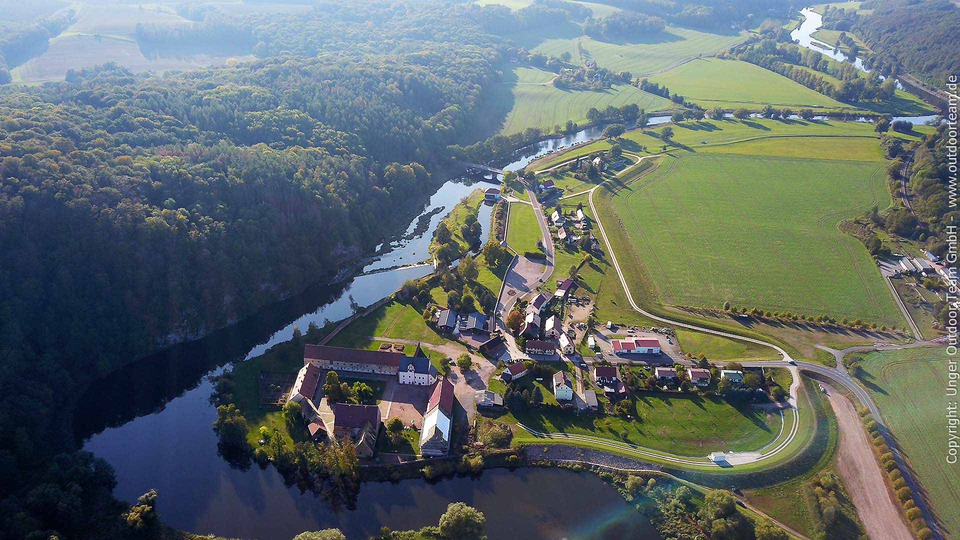 Kurzstrecke G Klosterbuch nach Leisnig - im Vordergrund sind die Anlagen des Zisterzienserkloster Kloster Buch gut zu erkennen