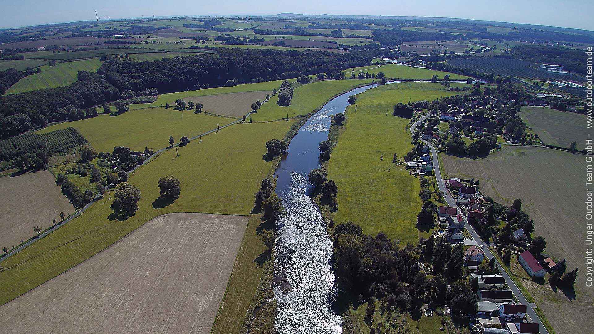 Luftbild der Freiberger Mulde im Bereich Altleisnig, Wiesenthal und Röda (Sachsen)