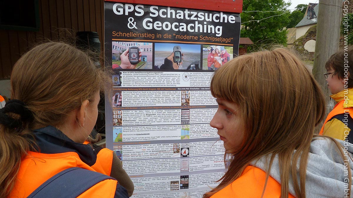 Am Nachmittag dann das Geocaching - eine niveauvolle, sportliche GPS-Schatzsuche für Schulklassen.
